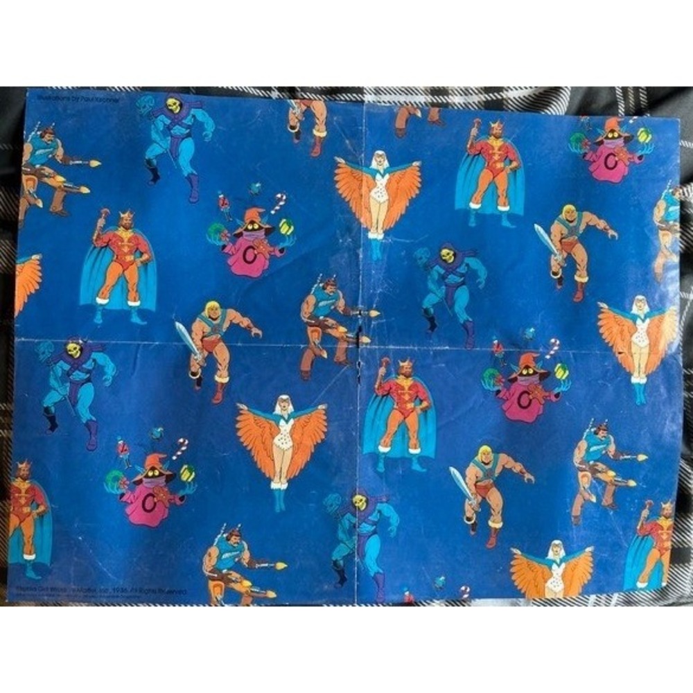 Vintage 1986 He-Man MOTU Eternia Gift Wrap Paul Kirchner Art Mattel Comic Art